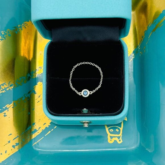 Tiffany & Co. SS Aquamarine CBTY Color by the Yard Ring Size 6 EUC - Picture 5 of 9